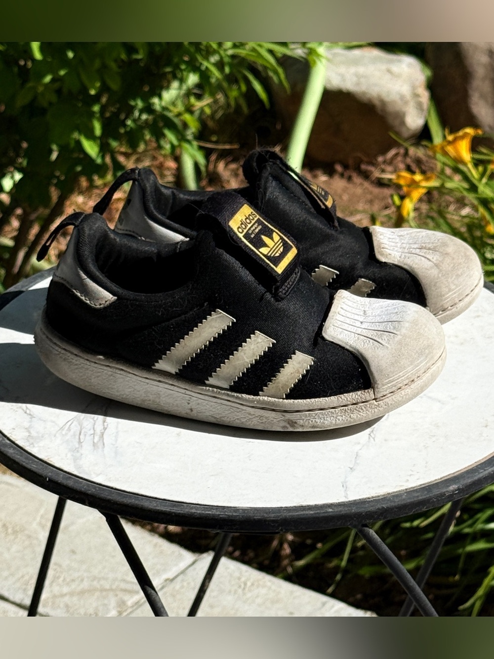 adidas Kids Black & White Slip-On Shell-Toe Sneakers